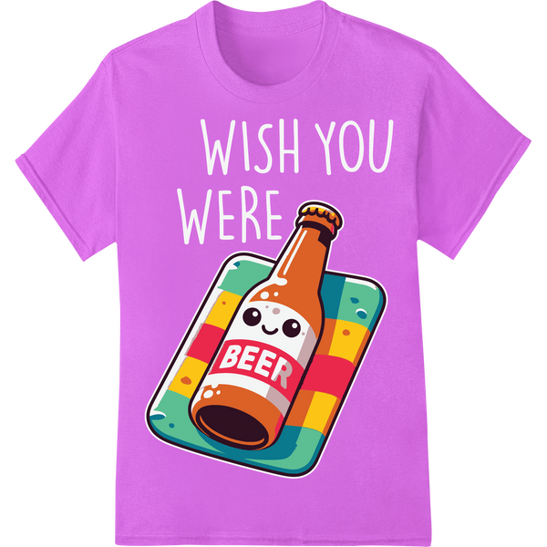 Colorful Smiling BEER Bottle - Fun DTF Print Heat Transfer on purple shirt - SUPERDTF-DTF Prints-DTF Transfers-Custom DTF Prints