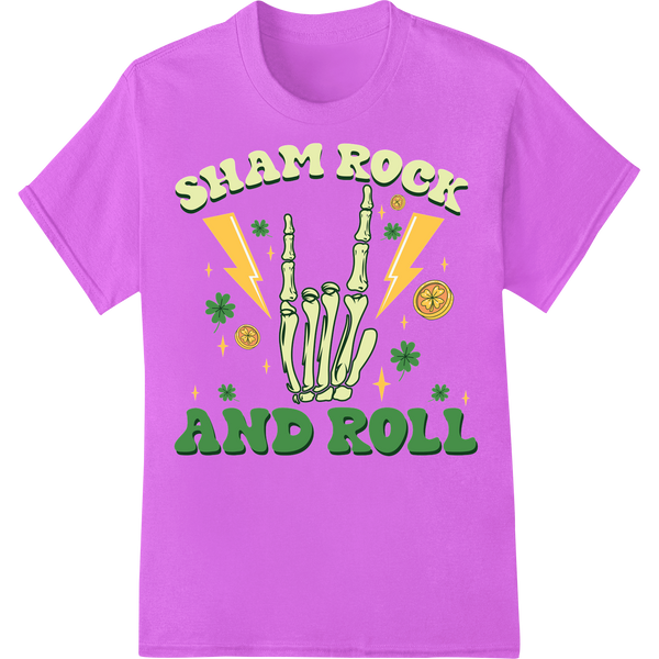 Shamrock & Roll: Edgy St. Patrick's Day DTF Print Transfer on purple shirt - SUPERDTF-DTF Prints-DTF Transfers-Custom DTF Prints