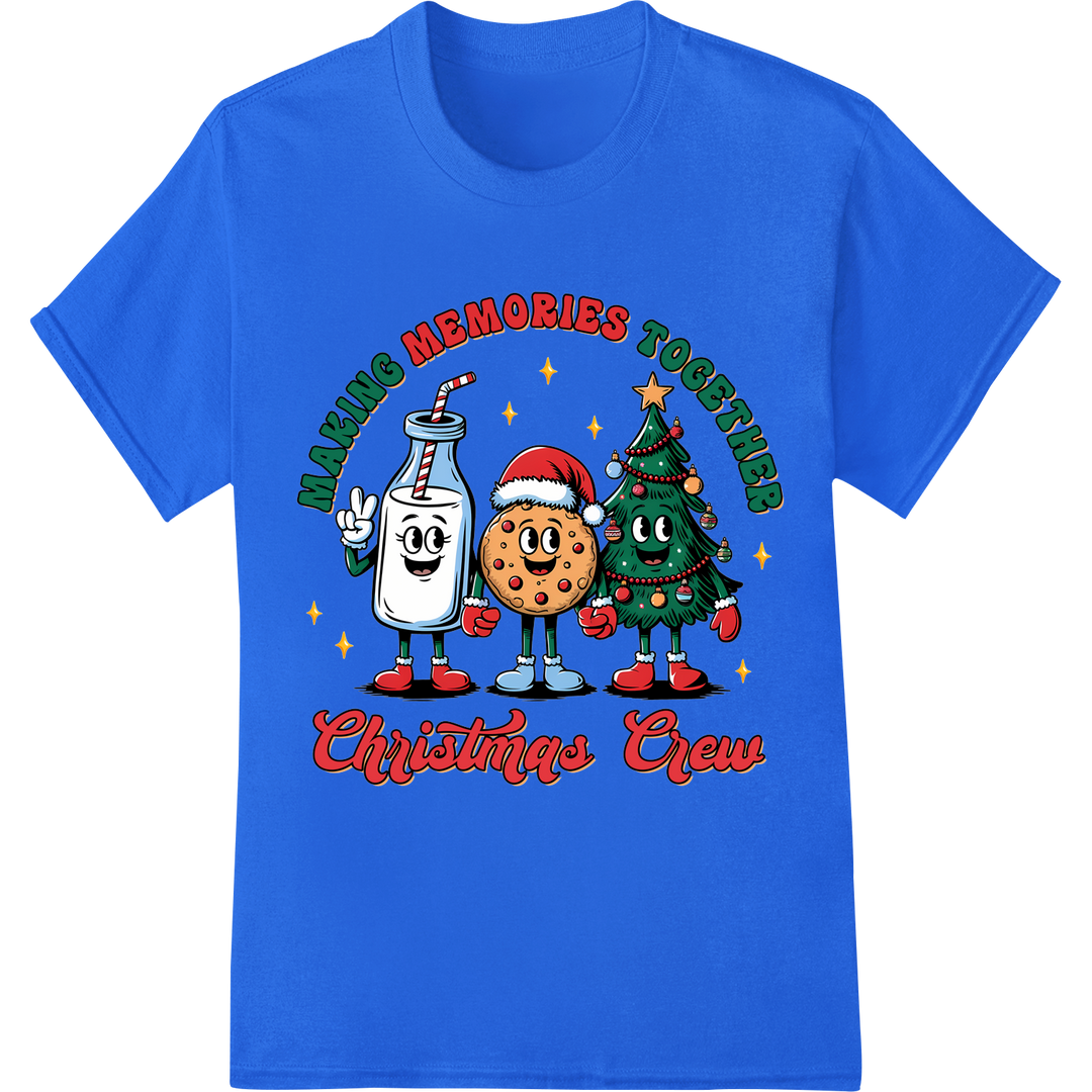 Festive Friends: Merry 'Making Memories' Christmas DTF Print on blue shirt - SUPERDTF-DTF Prints-DTF Transfers-Custom DTF Prints