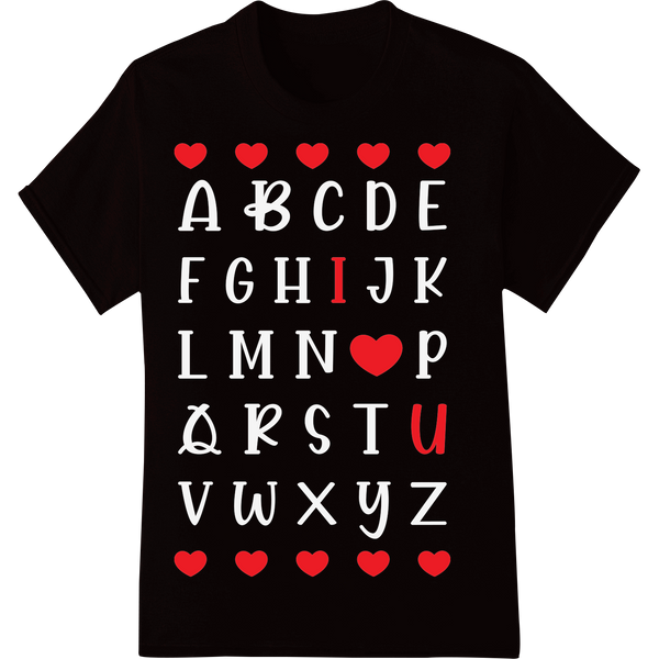 Retro 'I Love U' Valentine's Day DTF Print Heat Transfer on black shirt - SUPERDTF-DTF Prints-DTF Transfers-Custom DTF Prints