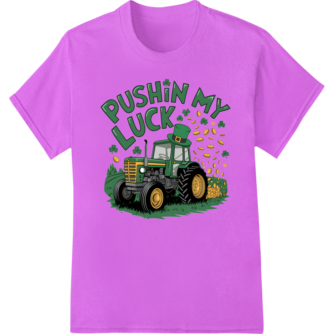 Lucky Tractor: St. Patrick's Day DTF Print Heat Transfer on purple shirt - SUPERDTF-DTF Prints-DTF Transfers-Custom DTF Prints