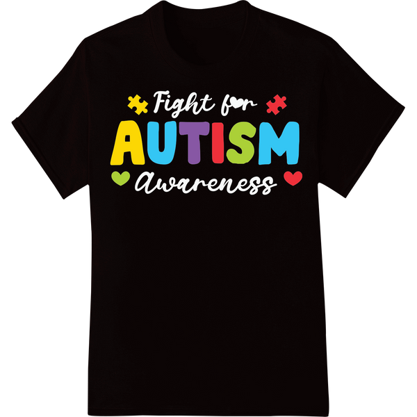 Vibrant Autism Awareness DTF Heat Transfer Print Design on black shirt - SUPERDTF-DTF Prints-DTF Transfers-Custom DTF Prints