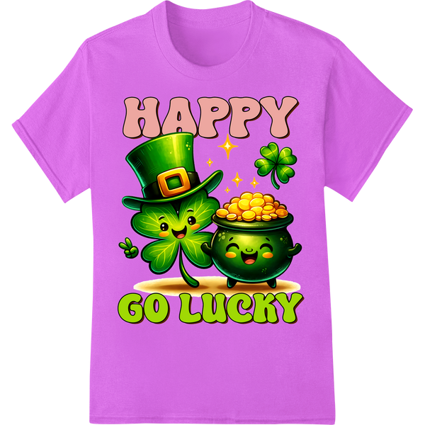 Lucky Shamrock: Groovy St. Patrick's Day DTF Print Transfer on purple shirt - SUPERDTF-DTF Prints-DTF Transfers-Custom DTF Prints