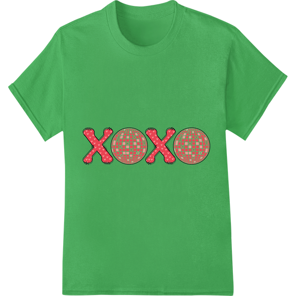 Retro 'XOXO' Valentine's Day DTF Print Heat Transfer on green shirt - SUPERDTF-DTF Prints-DTF Transfers-Custom DTF Prints