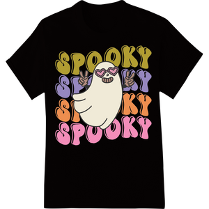 Spooky Funky Ghost Lettering Halloween DTF Print Transfer featuring professional bulk t-shirt printing