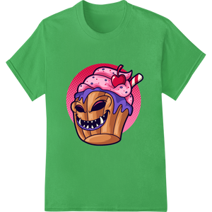 Vibrant digital printing print on Spooky Monster Cupcake - Halloween Cartoon Design