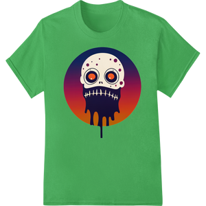 Vibrant DTF printing technology print on Eerie Skull: Vibrant Halloween DTF Print Heat Transfer