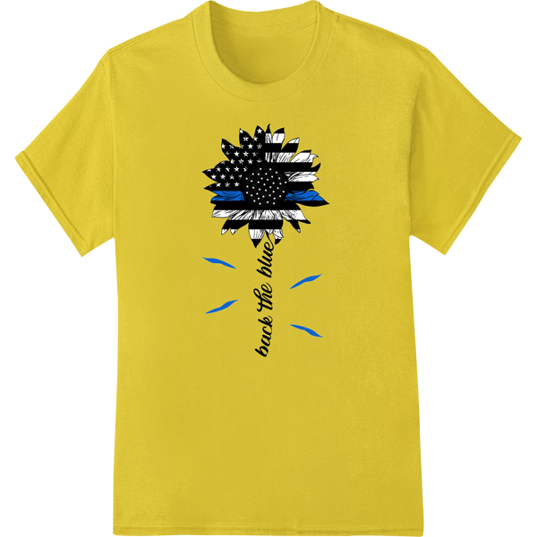 Bold Sunflower Police Support DTF Print Heat Transfer on yellow shirt - SUPERDTF-DTF Prints-DTF Transfers-Custom DTF Prints