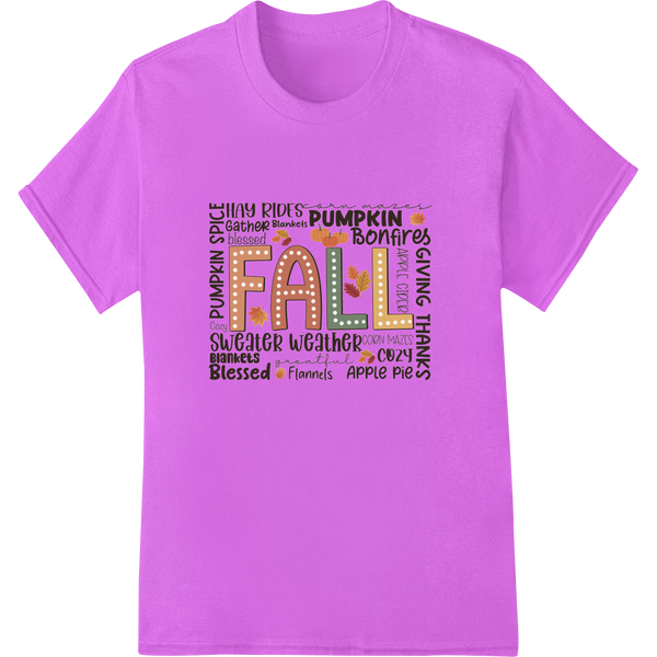 Celebrate Fall & Thanksgiving with Heartwarming Word Art featuring professional bulk t-shirt printing