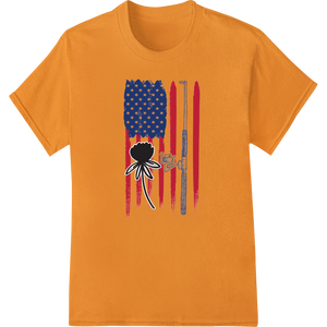 Vibrant DTF technology print on Edgy Americana: Spider Silhouette on Weathered Flag