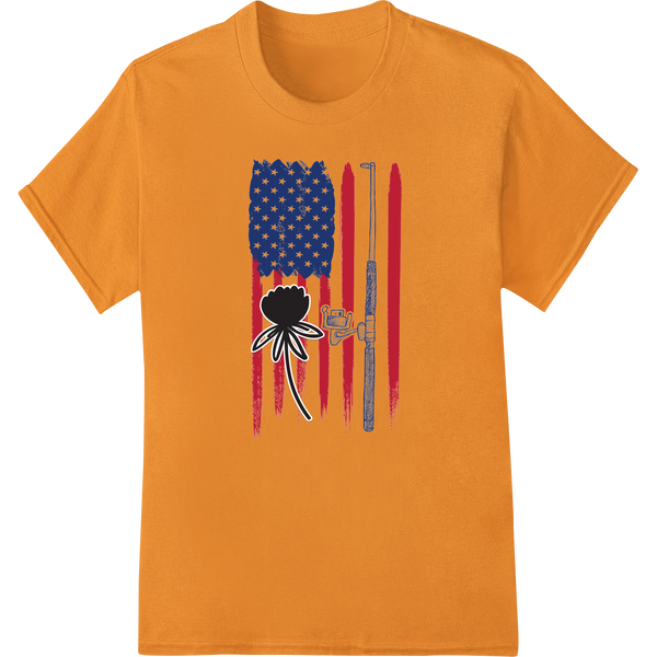 Edgy Americana: Spider Silhouette on Weathered Flag on orange shirt - SUPERDTF-DTF Prints-DTF Transfers-Custom DTF Prints