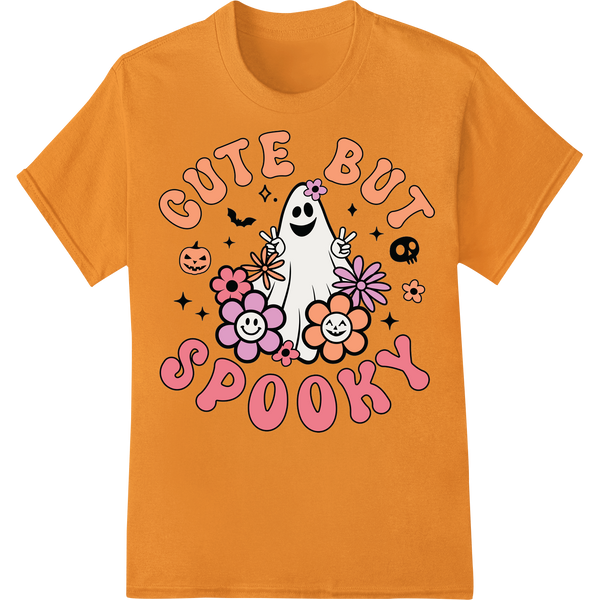 Cute But Spooky: Adorable Ghost DTF Print Heat Transfer on orange shirt - SUPERDTF-DTF Prints-DTF Transfers-Custom DTF Prints