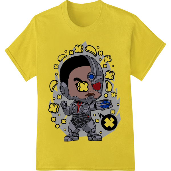 Fierce Cyborg Superhero: Futuristic DTF Print Heat Transfer made with premium DTF heat transfers