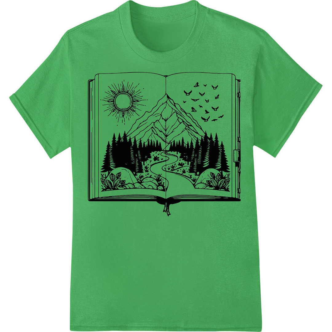 Explore Nature's Rugged Beauty with This Stunning DTF Print on green shirt - SUPERDTF-DTF Prints-DTF Transfers-Custom DTF Prints