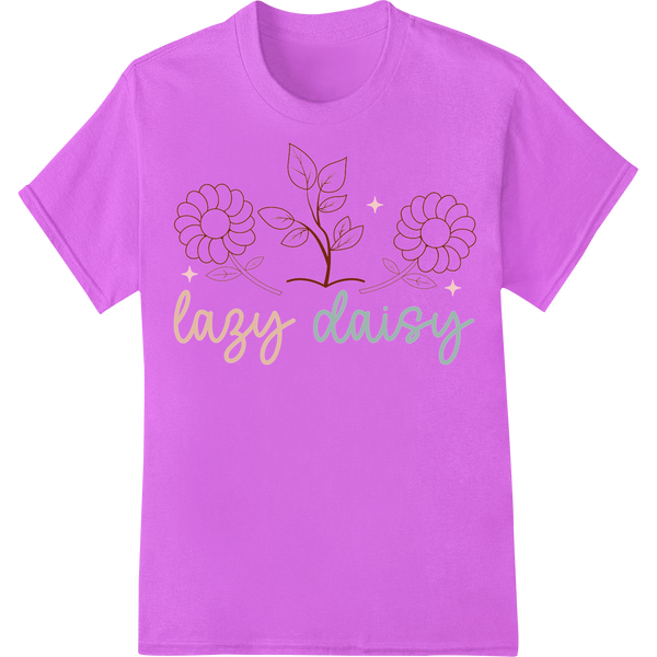 Whimsical Lazy Daisy Flowers - Botanical DTF Print Design on purple shirt - SUPERDTF-DTF Prints-DTF Transfers-Custom DTF Prints