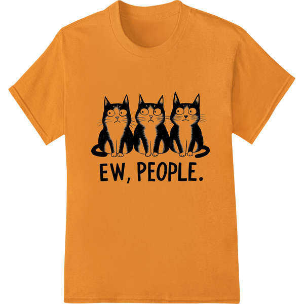 Witty 'ew, people.' Cat Lover DTF Print Heat Transfer on orange shirt - SUPERDTF-DTF Prints-DTF Transfers-Custom DTF Prints