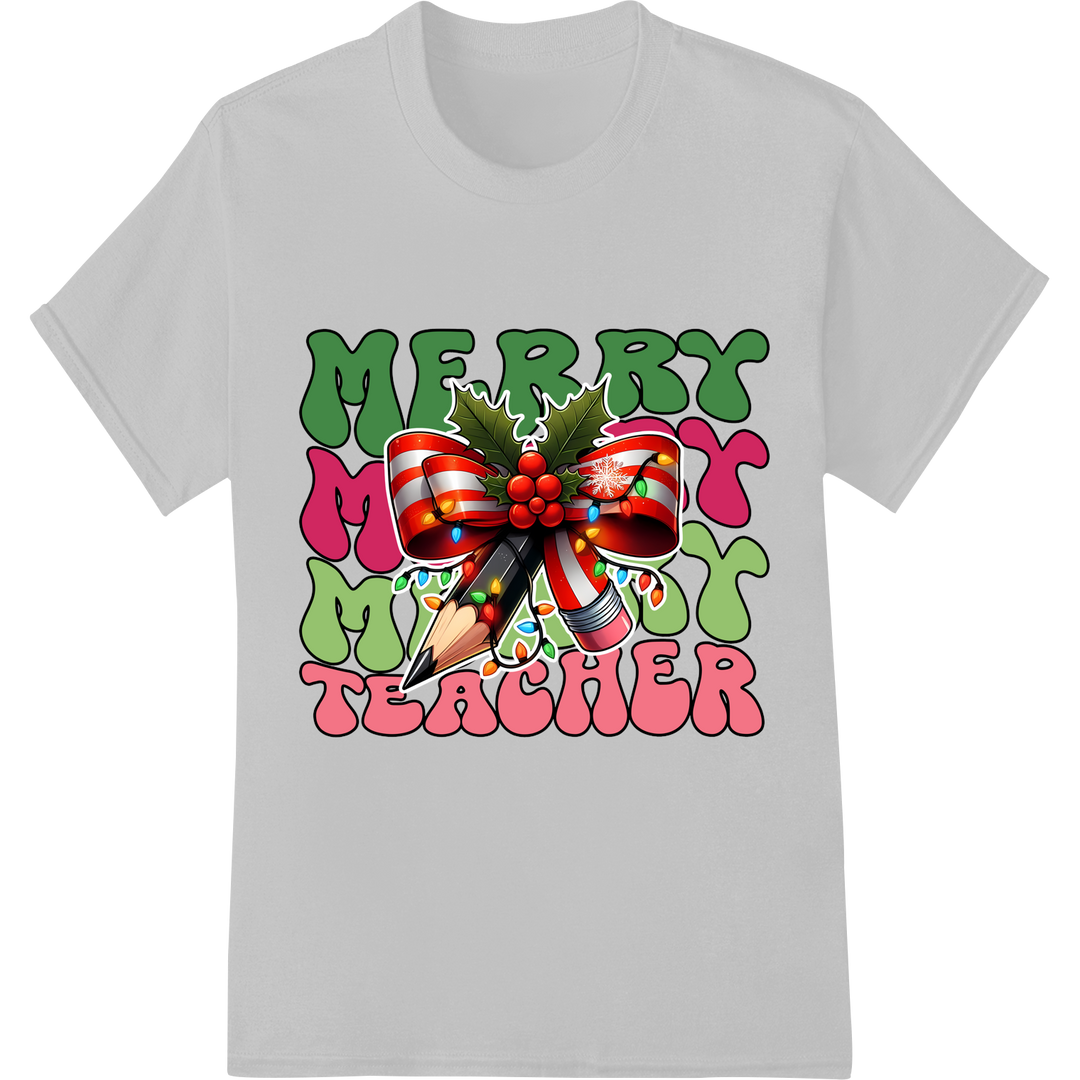 Festive 'Merry Christmas' DTF Print Transfer - Holiday Cheer on white shirt - SUPERDTF-DTF Prints-DTF Transfers-Custom DTF Prints