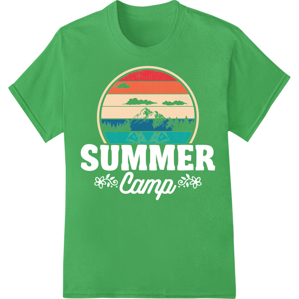 Retro Summer Sunset Lake DTF Print Heat Transfer | Vintage on green shirt - SUPERDTF-DTF Prints-DTF Transfers-Custom DTF Prints