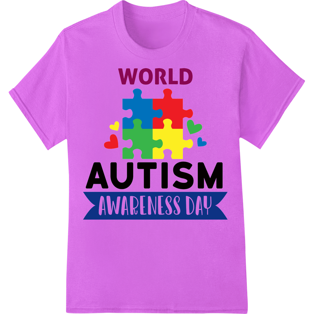 Stand Out on World Autism Awareness Day with This DTF Print on purple shirt - SUPERDTF-DTF Prints-DTF Transfers-Custom DTF Prints