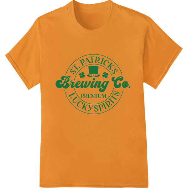 St. Patrick's Brewing Co. Premium Lucky Spirits DTF Print on orange shirt - SUPERDTF-DTF Prints-DTF Transfers-Custom DTF Prints