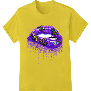 Purple Glitter Butterfly Lips Mardi Gras DTF Heat Transfer showcasing advanced custom apparel technology