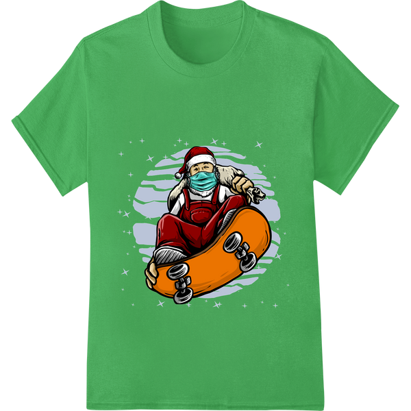 Personalized DTF heat transfers design for Gnarly Santa Claus Skateboarding Christmas Heat Transfer