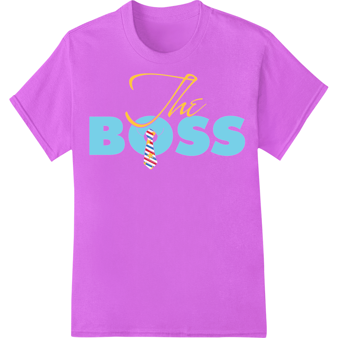 Retro 'The Boss' DTF Heat Transfer for Father's Day Gifts on purple shirt - SUPERDTF-DTF Prints-DTF Transfers-Custom DTF Prints