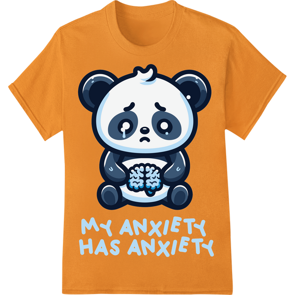 Anxious Panda: A Mental Health Awareness DTF Print on orange shirt - SUPERDTF-DTF Prints-DTF Transfers-Custom DTF Prints