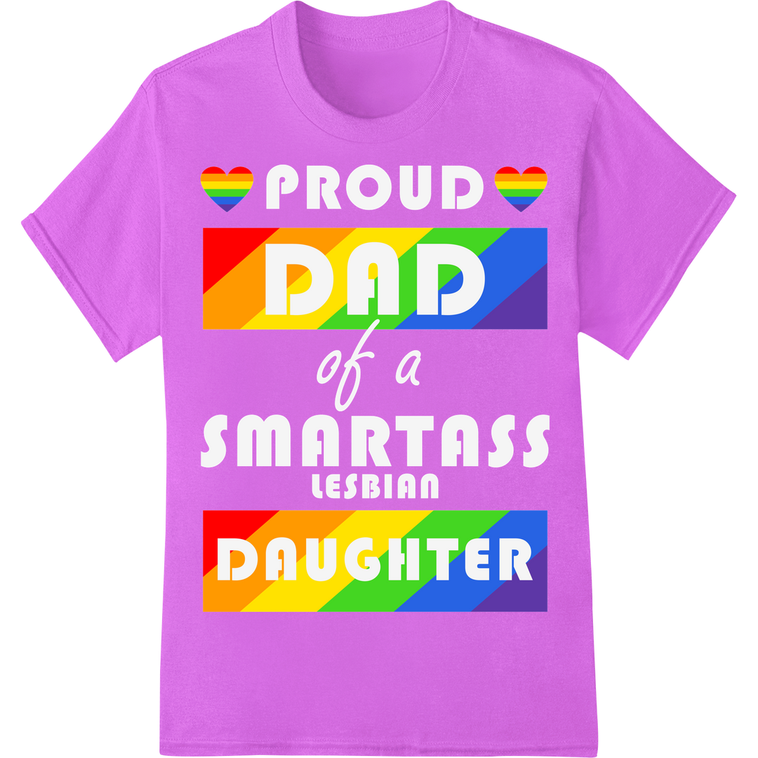 LGBT Dad & Daughter Rainbow Love - Father's Day DTF Print on purple shirt - SUPERDTF-DTF Prints-DTF Transfers-Custom DTF Prints