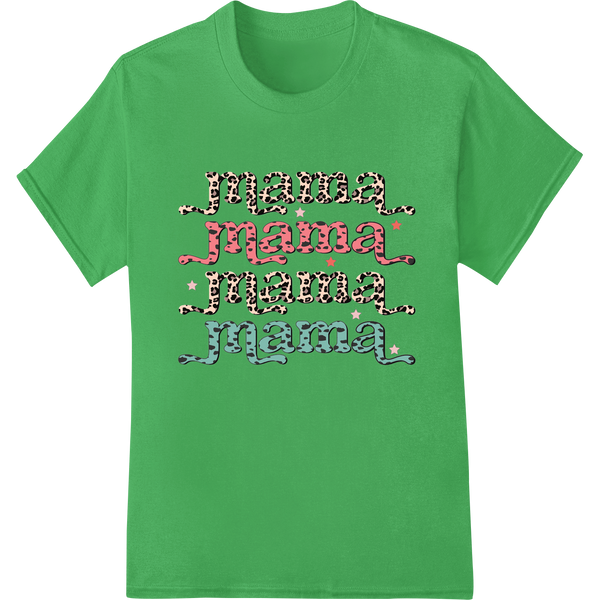 Retro Leopard 'Mama' DTF Print Heat Transfer for Mom Gifts on green shirt - SUPERDTF-DTF Prints-DTF Transfers-Custom DTF Prints