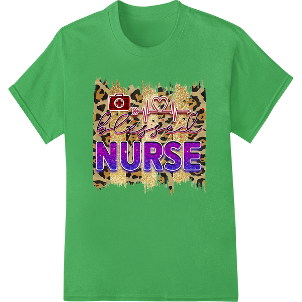 Fierce Leopard Print NURSE Design - Bold Purple Text featuring professional print on demand