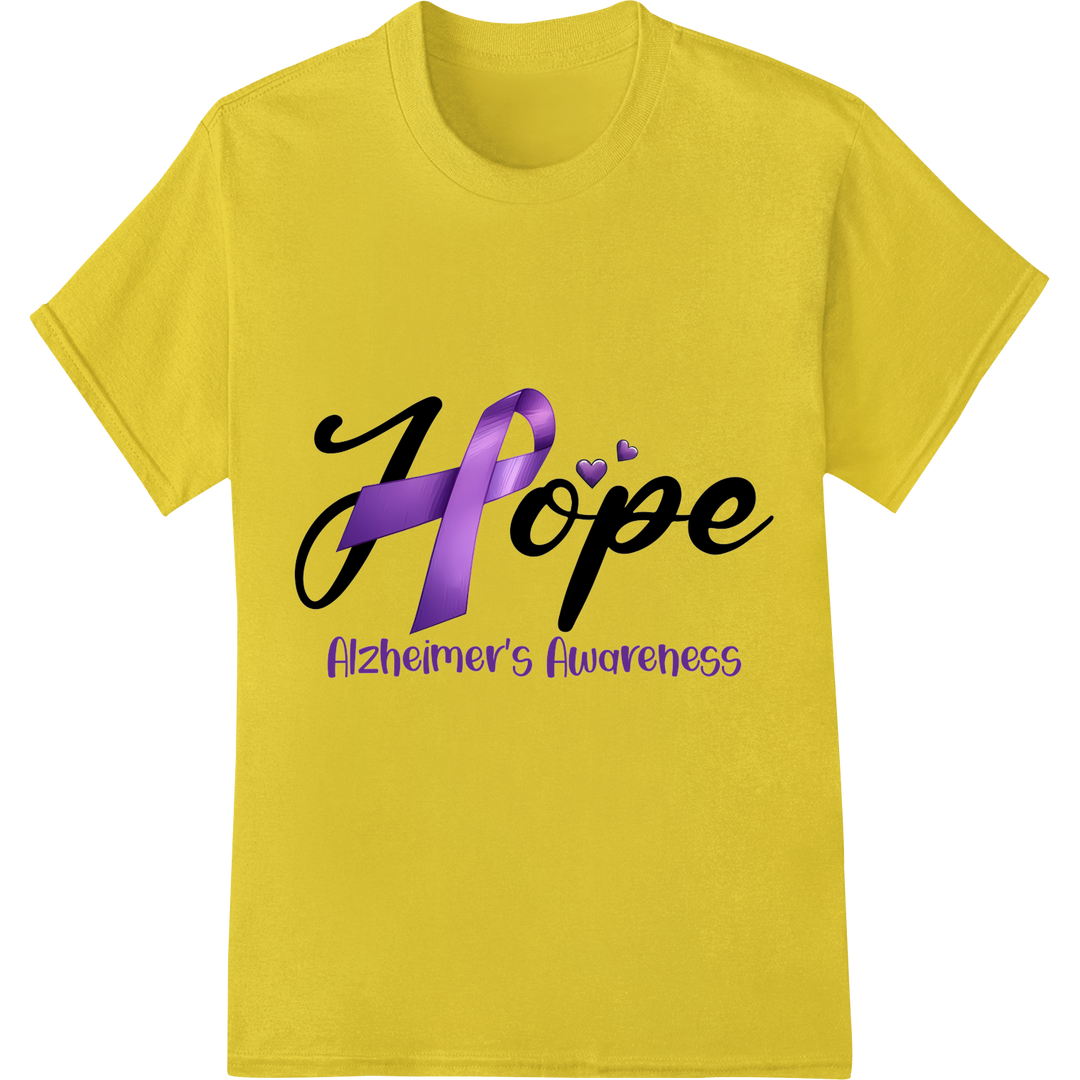 Alzheimer's Awareness: Hope in Purple DTF Heat Transfer on yellow shirt - SUPERDTF-DTF Prints-DTF Transfers-Custom DTF Prints