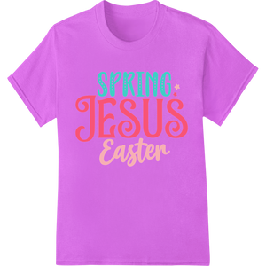 Cutting-edge custom merchandise featured on Joyful Spring Jesus Easter DTF Print Heat Transfer Design