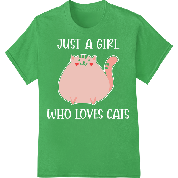 Adorable Cat Lover DTF Print Heat Transfer | Valentine's Day on green shirt - SUPERDTF-DTF Prints-DTF Transfers-Custom DTF Prints