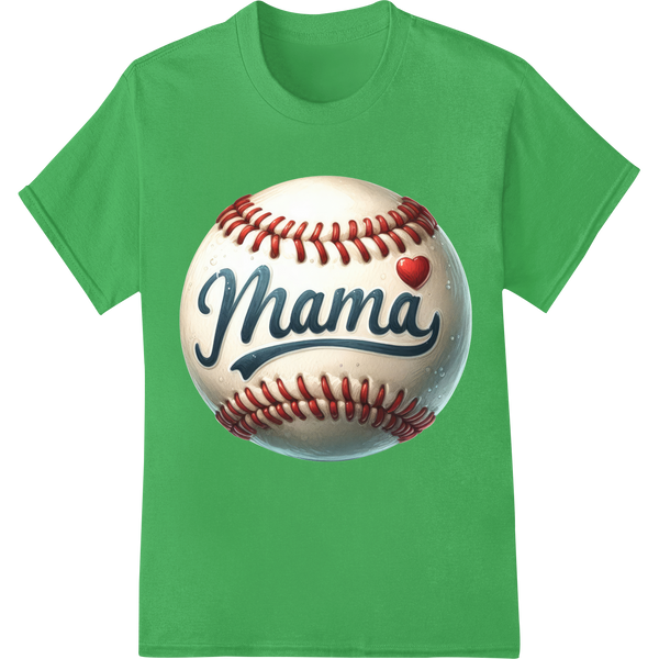 Mother's Day Baseball 'Mama' | Super DTF Heat Transfer Print on green shirt - SUPERDTF-DTF Prints-DTF Transfers-Custom DTF Prints