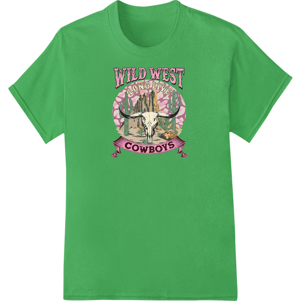 Vibrant garment printing print on Ride Wild with Bold Wild West Longline Cowboys DTF Print