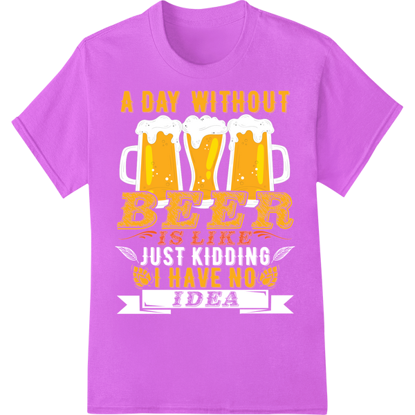 Hilarious 'No Beer No Friends' DTF Print Transfer on purple shirt - SUPERDTF-DTF Prints-DTF Transfers-Custom DTF Prints