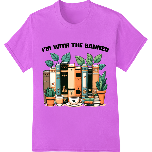 Stand with Banned Books: Bold DTF Print for Literature Lovers on purple shirt - SUPERDTF-DTF Prints-DTF Transfers-Custom DTF Prints