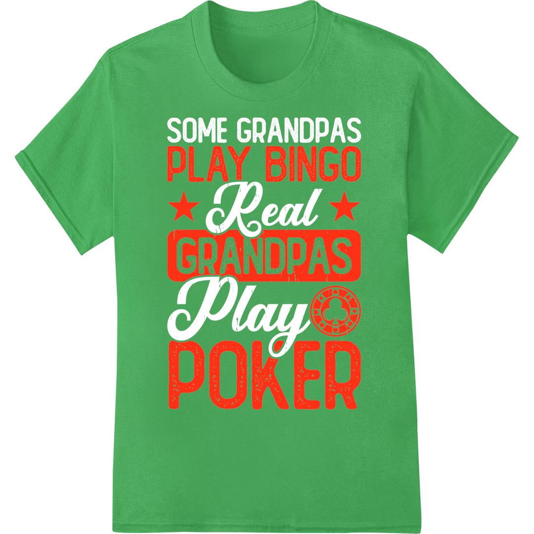 Playful Poker Bingo Heat Transfer Print | Game Night Gear on green shirt - SUPERDTF-DTF Prints-DTF Transfers-Custom DTF Prints