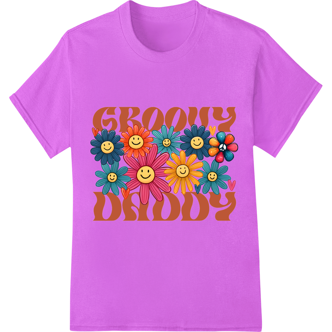 Retro Groovy Daddy DTF Print | Funky Father's Day Gift Idea on purple shirt - SUPERDTF-DTF Prints-DTF Transfers-Custom DTF Prints