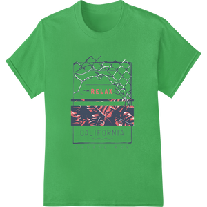 Relax in Style: Tropical California DTF Print Heat Transfer featuring professional custom garment printing