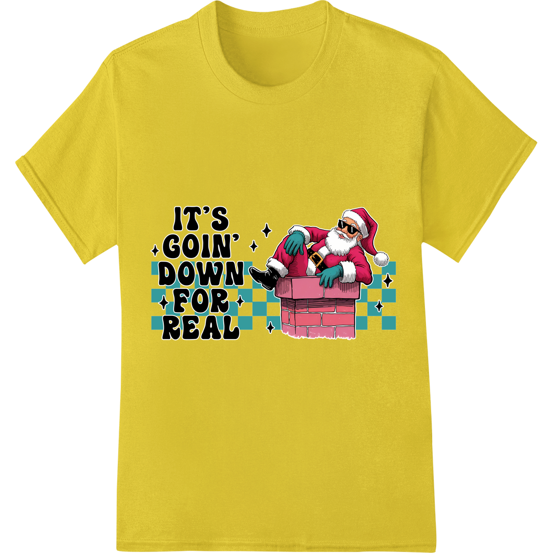 Adorable Santa Chimney Scene - Festive Christmas DTF Print on yellow shirt - SUPERDTF-DTF Prints-DTF Transfers-Custom DTF Prints