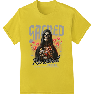 Personalized bulk t-shirt printing design for Skeleton Flowers SACRED Renewal Day of Dead Heat Transfer