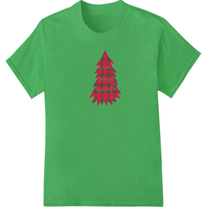 Custom high-quality t-shirt printing design - Festive Red Patterned Christmas Tree Heat Transfer Print