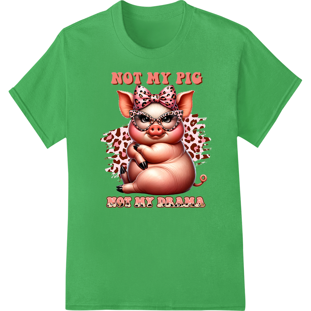 Cheeky Pig Farmer Humor DTF Print Heat Transfer on green shirt - SUPERDTF-DTF Prints-DTF Transfers-Custom DTF Prints