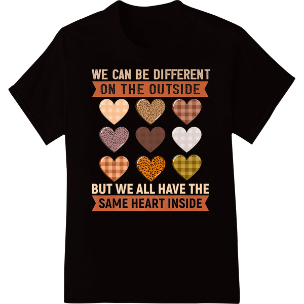 Same Heart Inside: Celebrate Diversity & Love on black shirt - SUPERDTF-DTF Prints-DTF Transfers-Custom DTF Prints