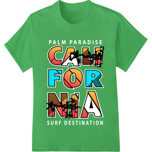 California Dreamin': Bold Palm-Adorned Heat Transfer Print showcasing advanced custom apparel technology