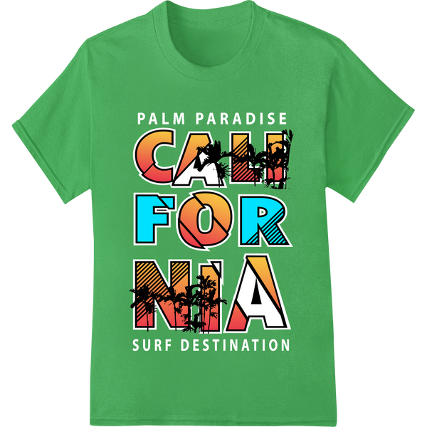 California Dreamin': Bold Palm-Adorned Heat Transfer Print showcasing advanced custom apparel technology