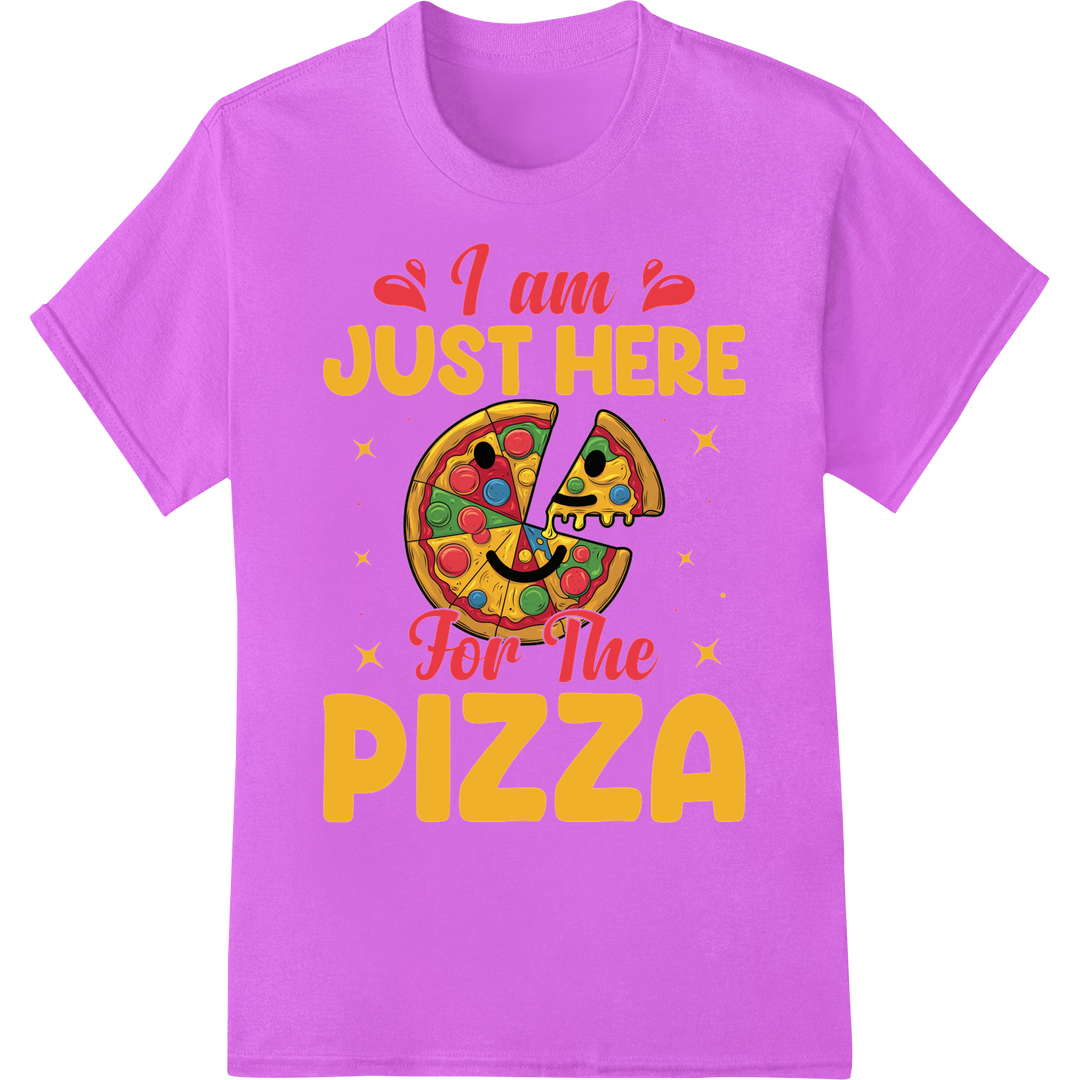 Mouthwatering Pizza Slice DTF Heat Transfer | Food Lover on purple shirt - SUPERDTF-DTF Prints-DTF Transfers-Custom DTF Prints