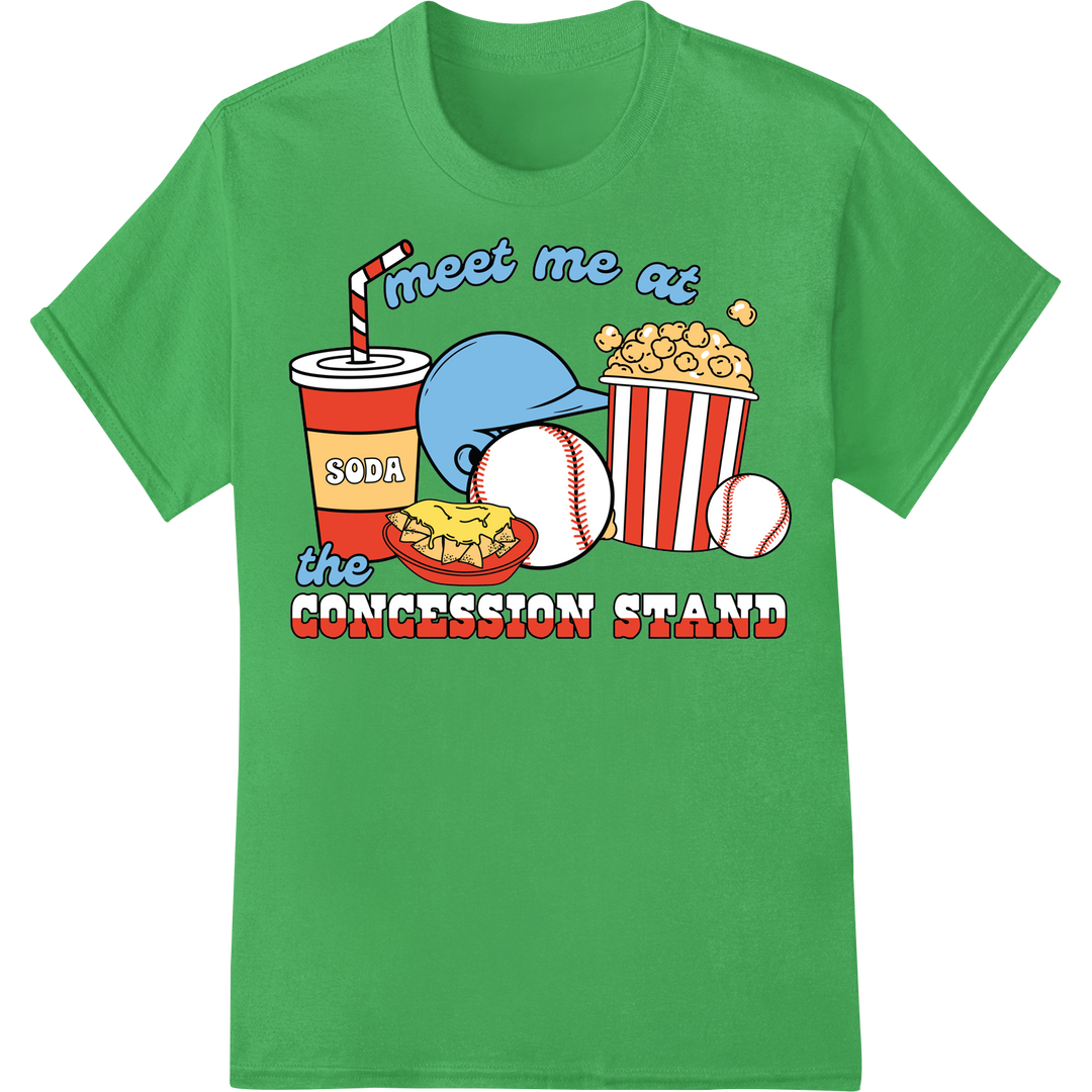 Home Run Eats: Baseball Concession Stand DTF Print Transfer on green shirt - SUPERDTF-DTF Prints-DTF Transfers-Custom DTF Prints